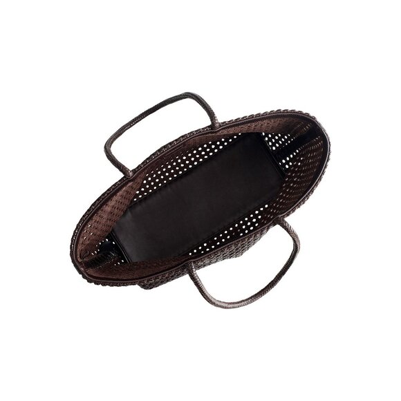 🆕MADEWELL Handwoven Cane Tote Handbag Dark Brown - Picture 3 of 9